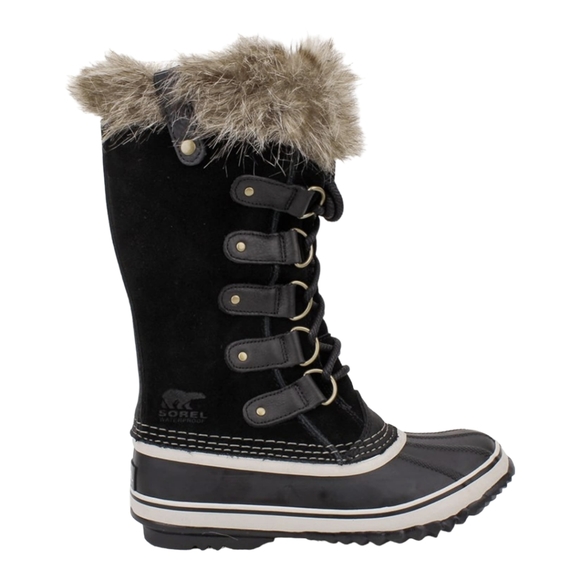 SOREL Women's Joan of Arctic -Black Fur Cuff Waterproof Suede Snow Boots Size 7 - Picture 6 of 8